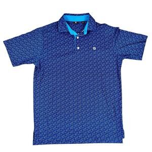 FootJoy FJ Team Titleist TT Logo Golf Polo SZ S Blue Doodle Stretch Pique Shirt